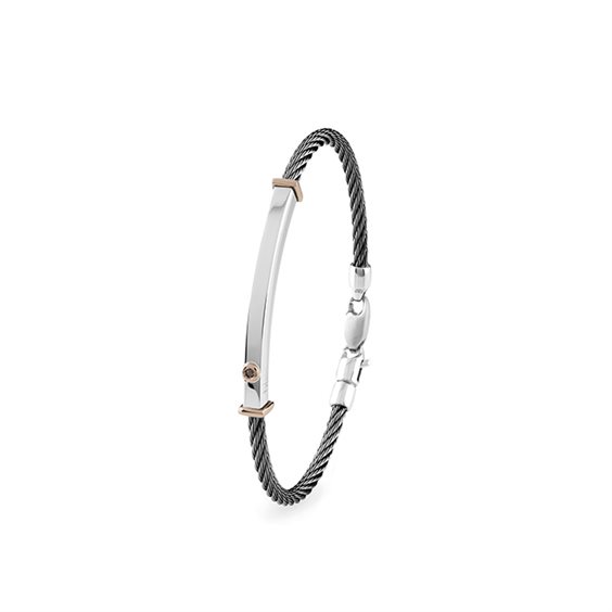 Bracciale Bliss Uomo Bl rebel in Acciaio Diamante Black 0.015 Ct 20102507 - 20102507